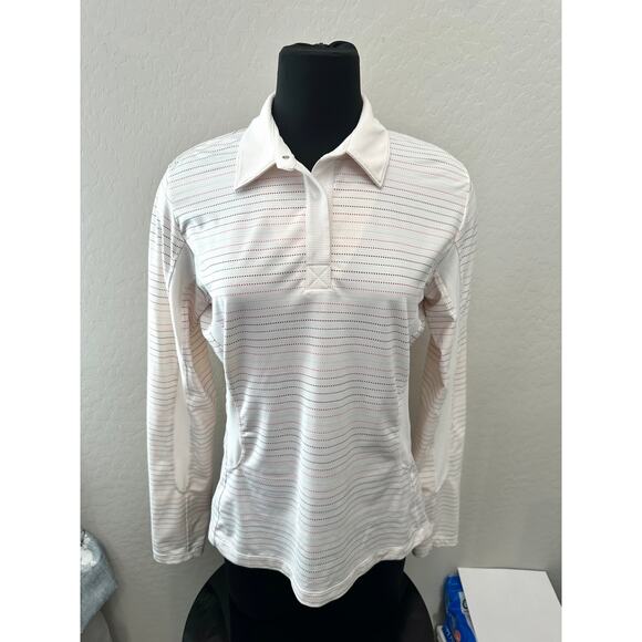NIKE GOLF | White Striped Dri-FIT Long Sleeve Pullover | Size Medium - Picture 2 of 7